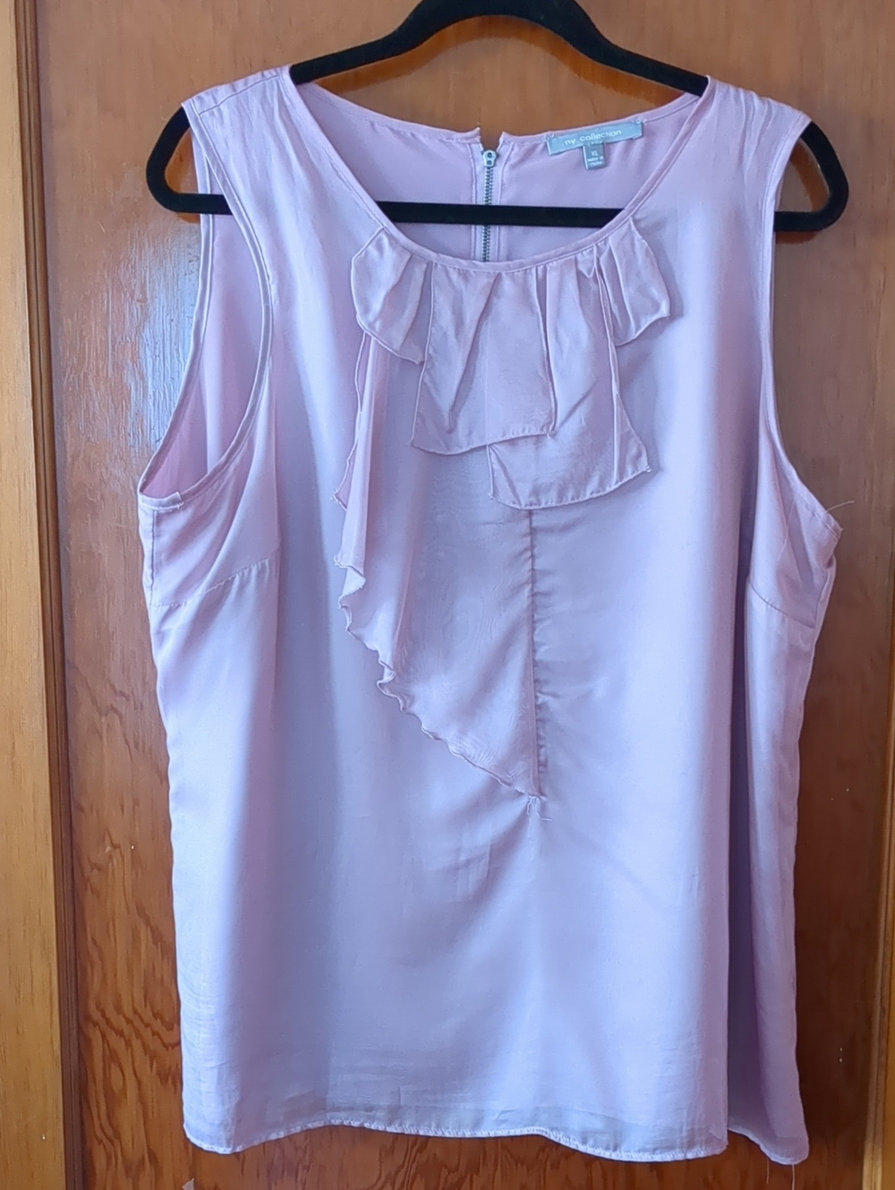NY Collection Sleeveless Ruffled Blouse in Light Lilac
